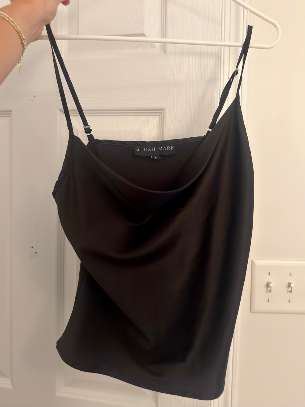 Women's Black Satin Cowl Neck Camisole
